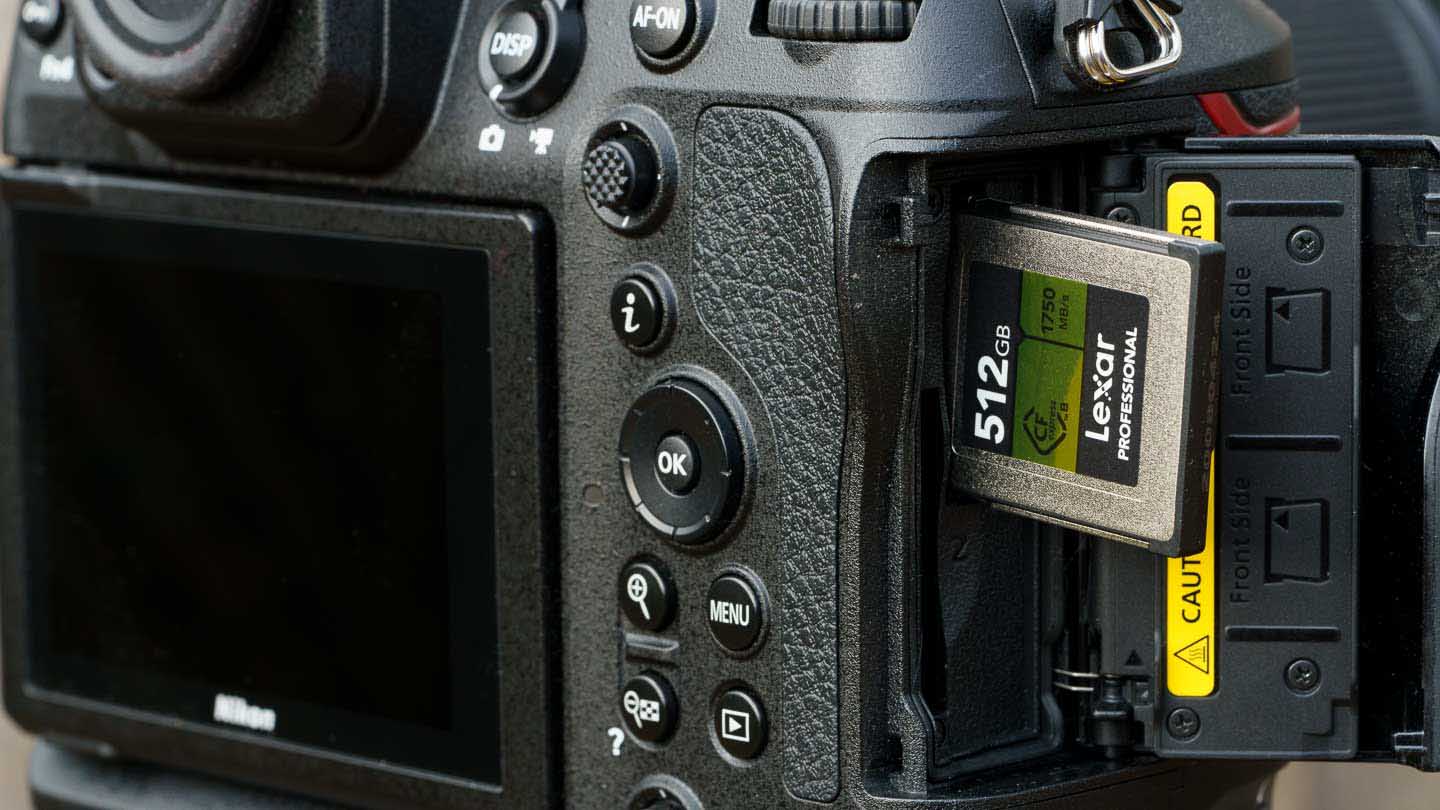 Nikon Z9 CFexpress card slot and Lexar card