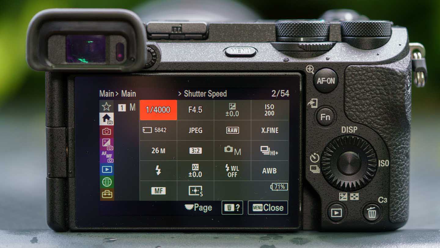 Sony A6700 review: Main menu